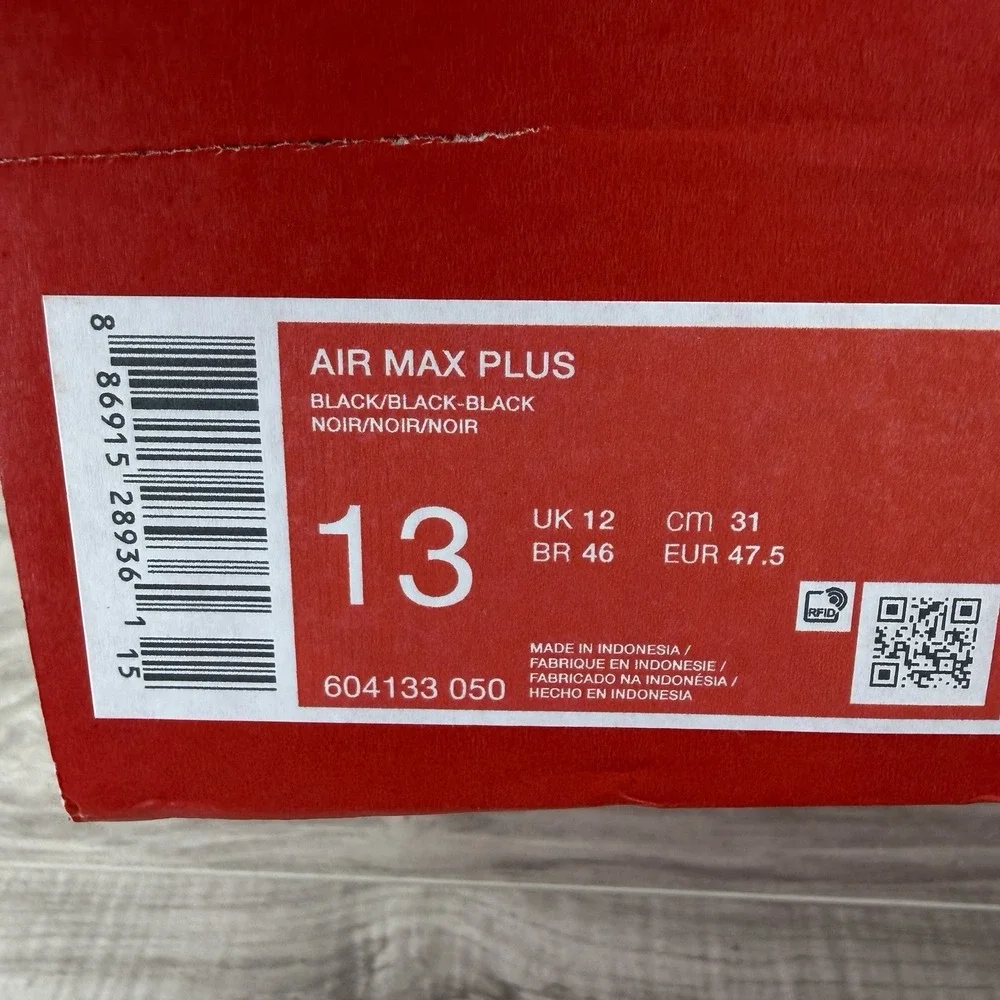 Nike Air Max Plus TN Tuned Triple Black Blackout All 604133-050 sz 13 Men's